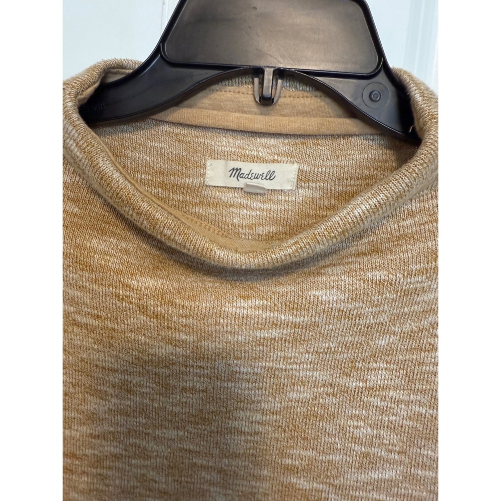 Madewell Womens Medium Beige Mock Neck Puff Sleeve Pullover Top Blouse - Picture 4 of 8